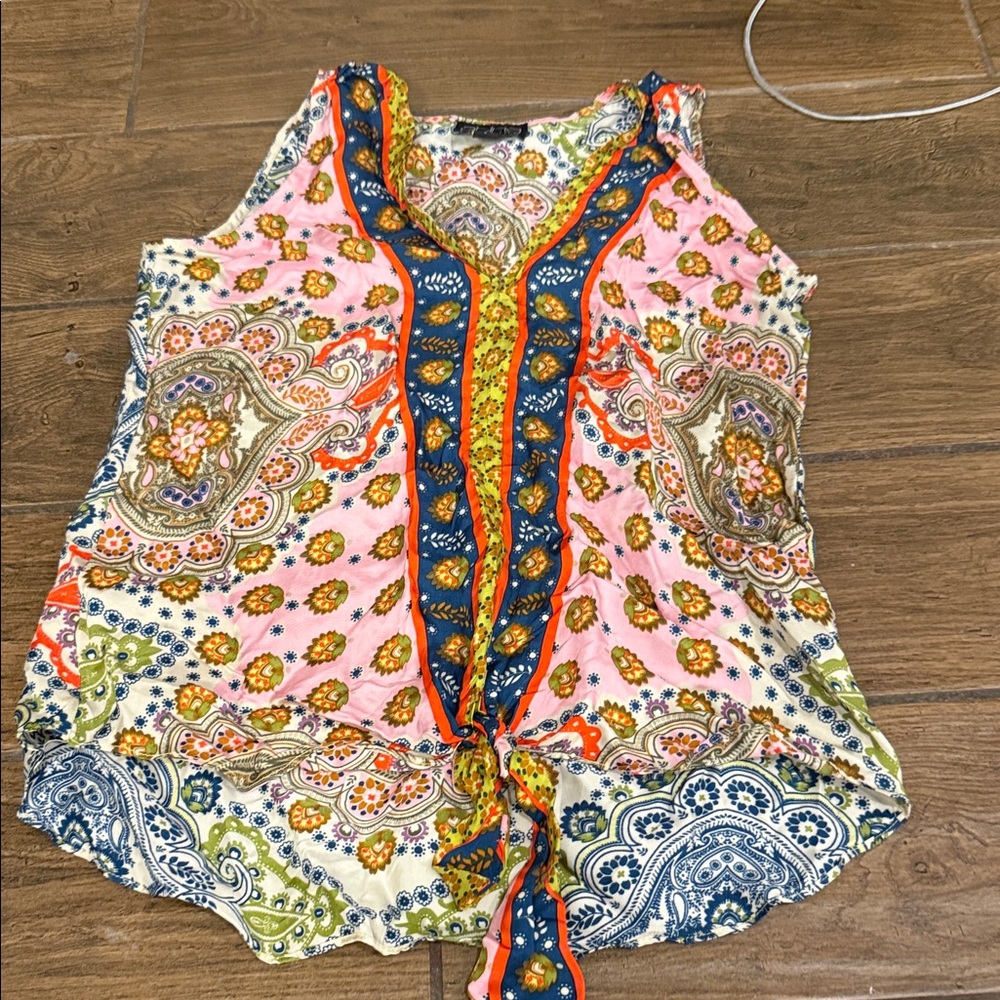 Bohemian Paisley Sleeveless Blouse